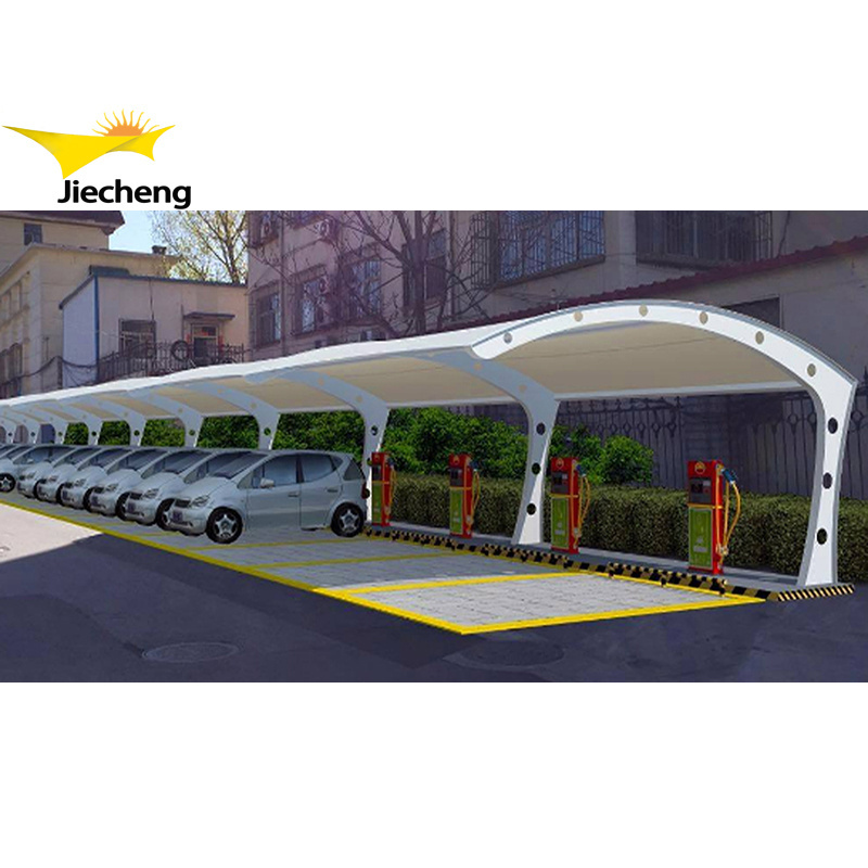 Low price sun shades awning canopy PVDF tensile membrane roof steel frame structure car design car parking shed roof