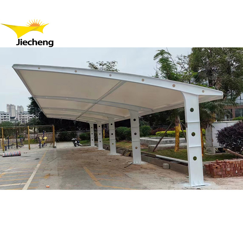 Low price sun shades awning canopy PVDF tensile membrane roof steel frame structure car design car parking shed roof