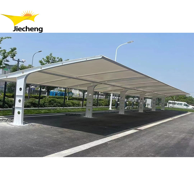 New Product PVDF Tensile Fabric Steel Frame Membrane Structure Roofing Car Parking Sun Shed Carport Car Canopy Tent Garage