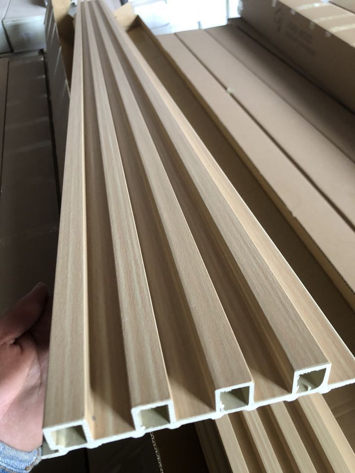 plastic wooden composite covering board wainscoting vinyl timber decorativo 3d fluted cladding pvc wpc wall panel