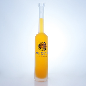 500 ml round long neck frosted vodka tequila rum gin whiskey glass bottle with cork cap