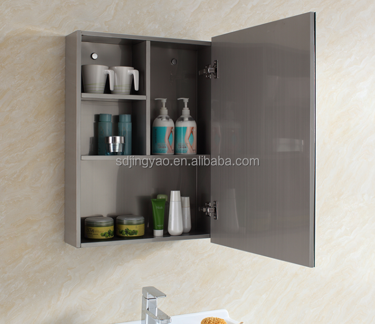 Stainless steel bathroom single door mirror cabinet small family wall hanging modern simple storage integrated cabinet