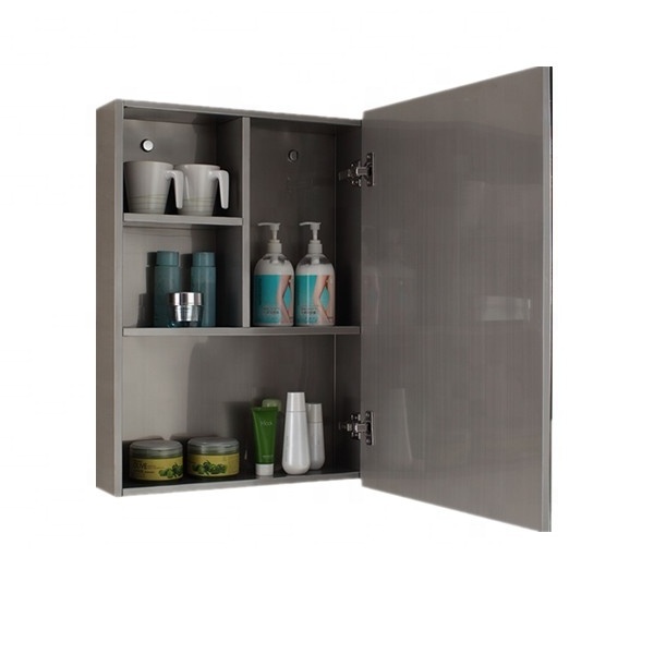 Stainless steel bathroom single door mirror cabinet small family wall hanging modern simple storage integrated cabinet