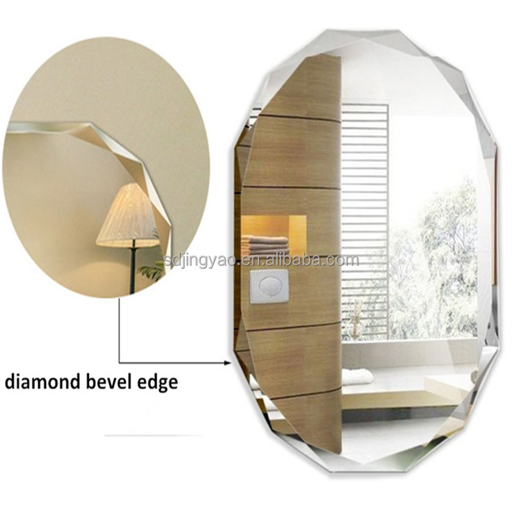 Hot Sales fashion frameless crystal diamond bevel edges home mirror decorative wall mounted art Oval Mirror