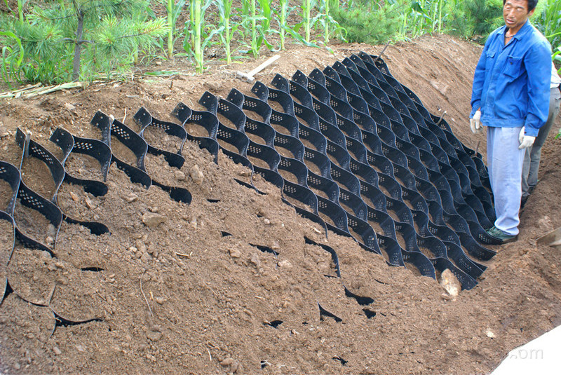 Plastic polypropylene geocell retaining walls for road gravel grid slope protective mesh