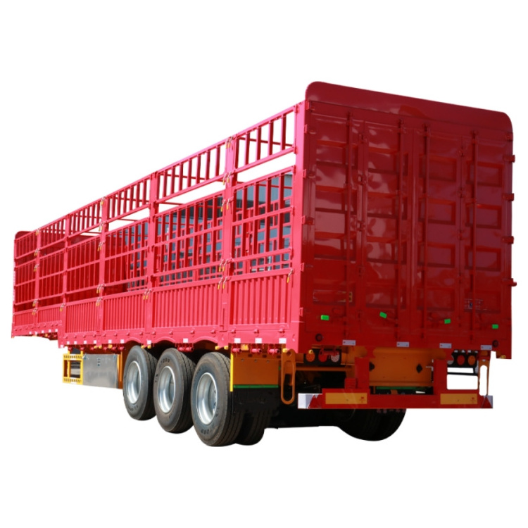 Fence Cargo Livestock Cattle Trailer 2/3 Axle Cargo Transport Drop Side Sidewall Semi Trailer for Sale China Steel Truck Trailer