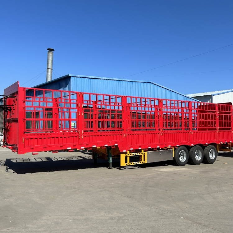 Fence Cargo Livestock Cattle Trailer 2/3 Axle Cargo Transport Drop Side Sidewall Semi Trailer for Sale China Steel Truck Trailer