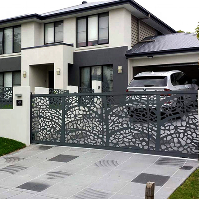 Metal Fence Designs Aluminum Laser Cut Metal Panel Fencing Boundary Wall gate Design Iron Exterior Doors