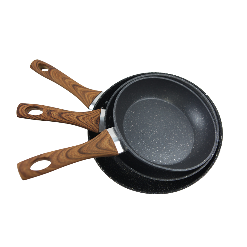 Factory 18cm Maifan Stone Coating Round Non Stick Flat Pan Cookware Sauce Aluminum Frying Egg Pan