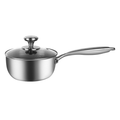 New Style Stainless Steel 18cm Milk Pot Wok With Anti-scalding Handle And Tempered Glass Lid