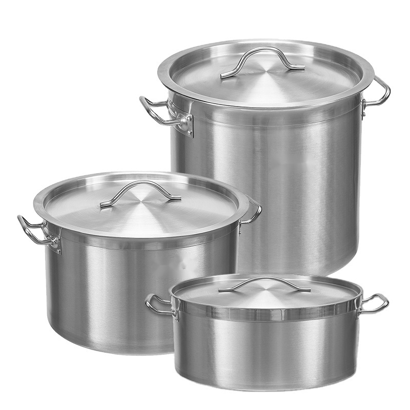 Wholesale Oem Sandwich Bottom 20l 50l 100l 200l Stainless Steel Big Soup Pot Large Commercial Cooking Stock Pot