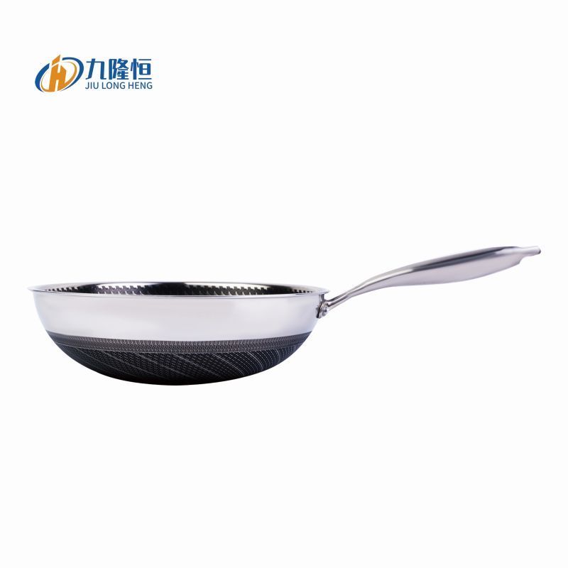 Hot Sales 30 32cm Chinese Non-Stick Stainless Steel Honeycomb Large Capacity Wok With Two Handle Cooking Woks