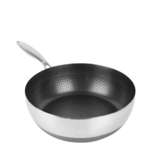 Wholesale Customization 26cm 28cm 304 Tri-Ply Stainless Steel Deep Frying Honeycomb Pan With Non-Stick Coating