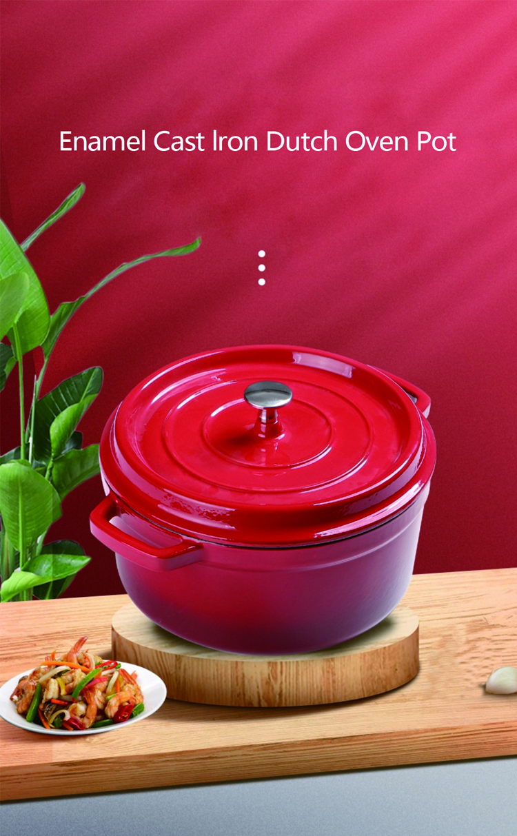 Wholesale Red 22-24-26cm Cast Iron Soup Pot Non Stick Cookware Set Non Stick Pot Set Cast Iron Enamel Coating Cooking Pot