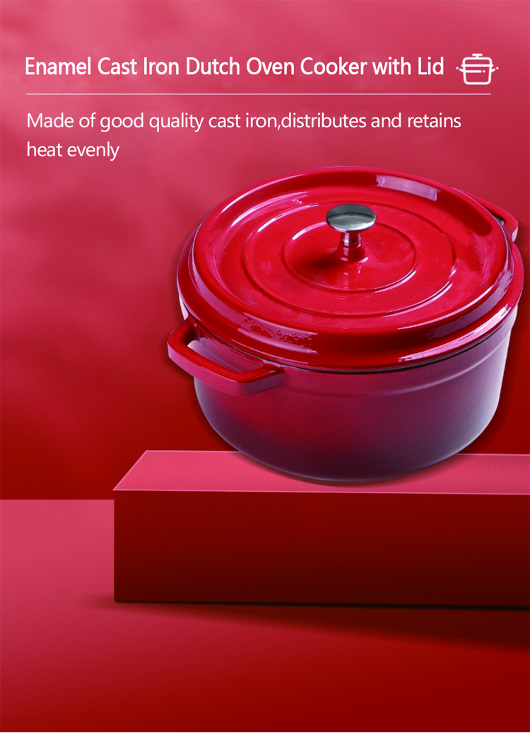 Wholesale Red 22-24-26cm Cast Iron Soup Pot Non Stick Cookware Set Non Stick Pot Set Cast Iron Enamel Coating Cooking Pot