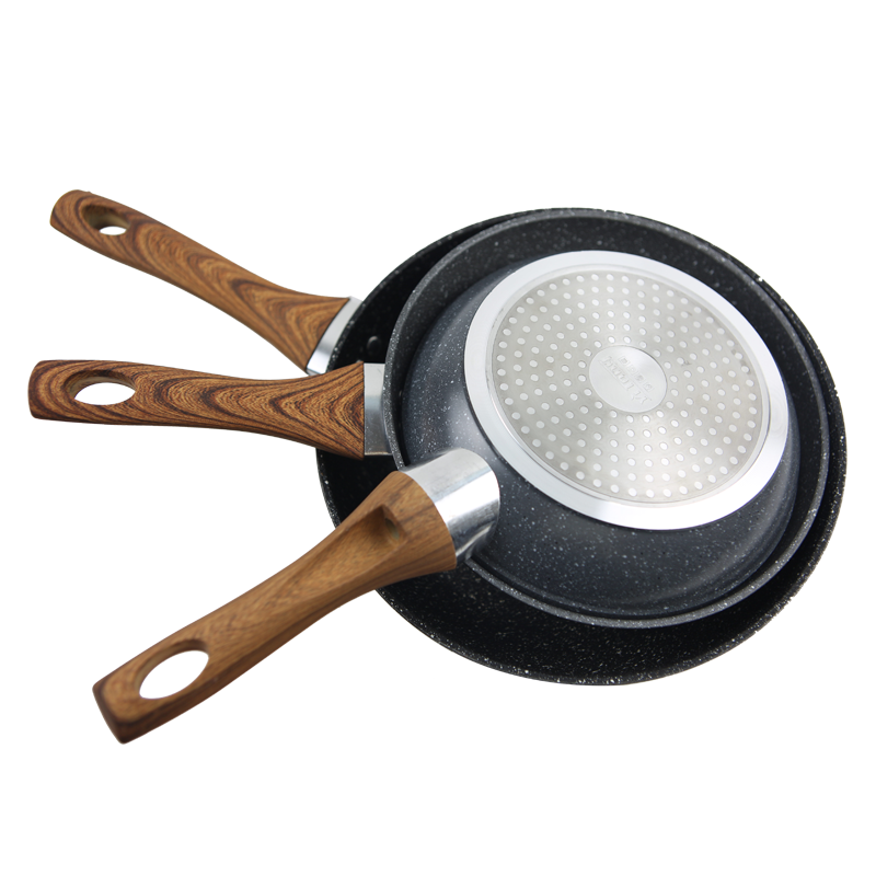 Factory 18cm Maifan Stone Coating Round Non Stick Flat Pan Cookware Sauce Aluminum Frying Egg Pan