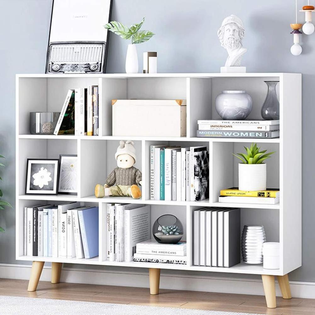 contemporary design wooden white rotating bookcases open book shelf used library living room furniture