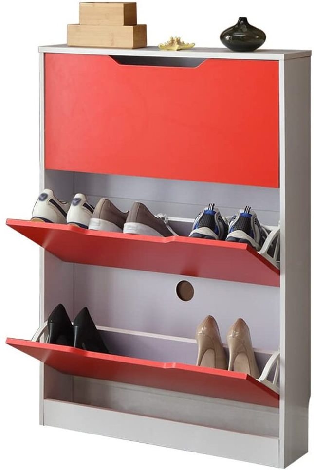 New Arrival 3-Tier Wood Shoe Rack Modern High Gloss White 50 Pair Shoe Rack Shelf Storage Closet Organizer Cabinet