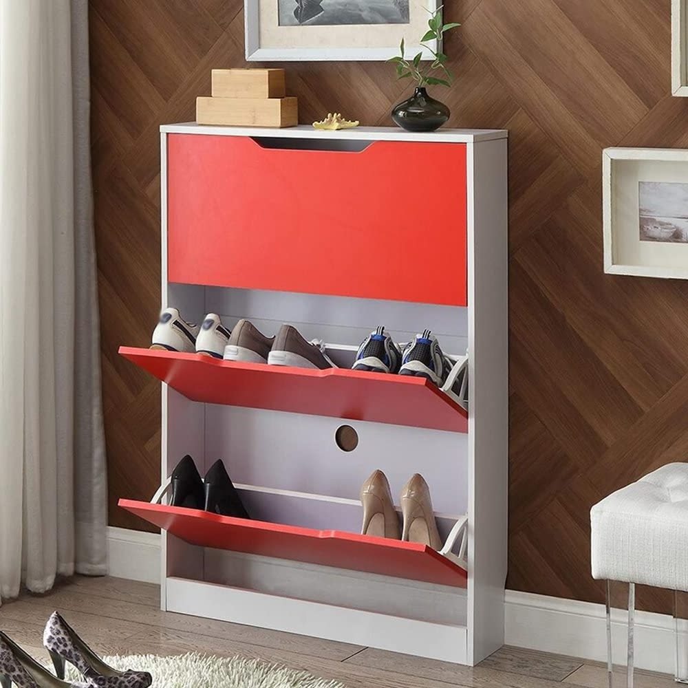 New Arrival 3-Tier Wood Shoe Rack Modern High Gloss White 50 Pair Shoe Rack Shelf Storage Closet Organizer Cabinet