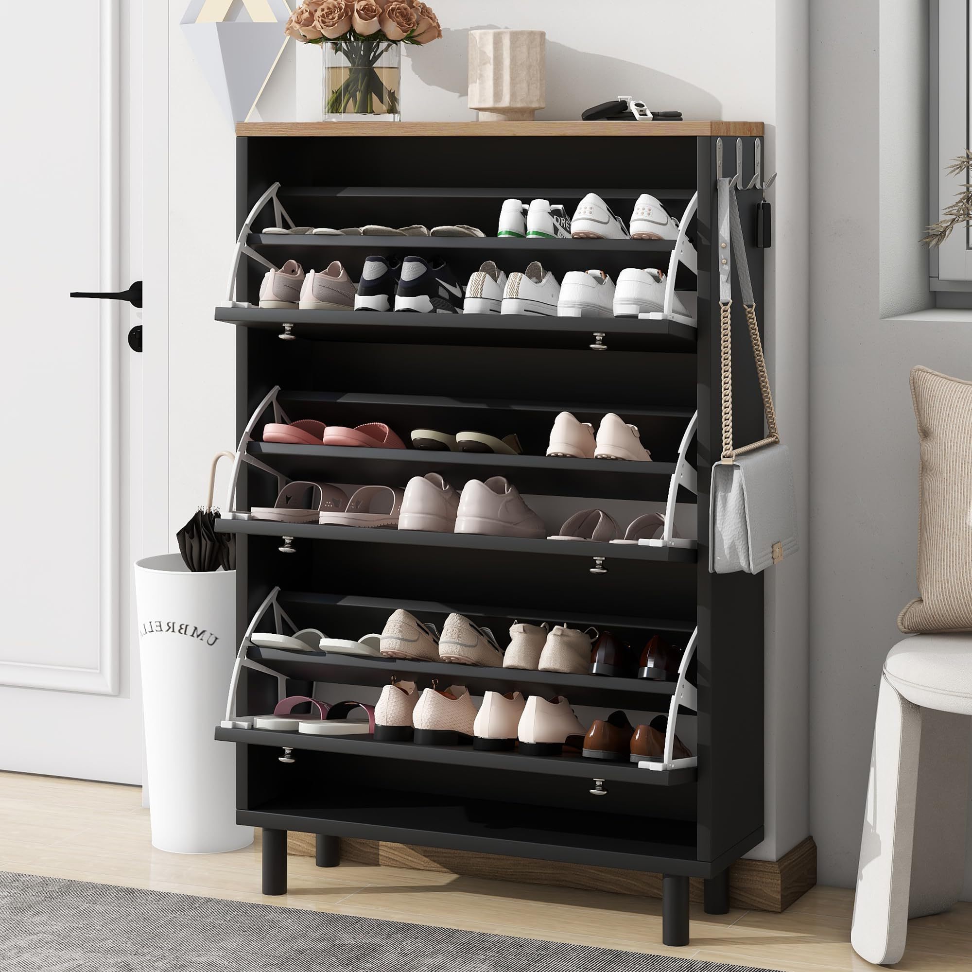 shoe cabinet for entryway slim flip down shoe storage cabinet modern 3 tier drawers shoe organizer cabinet