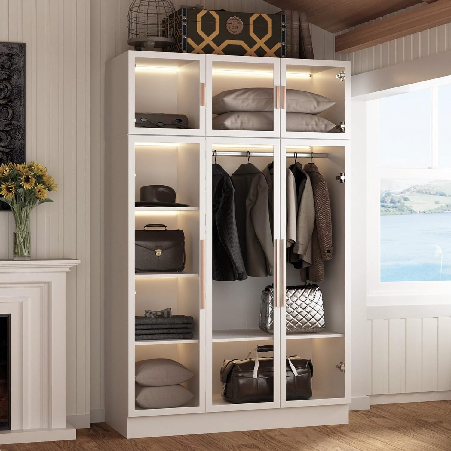 modern bedroom black armoire custom built wardrobes double sliding mirror wardrobe with drawers