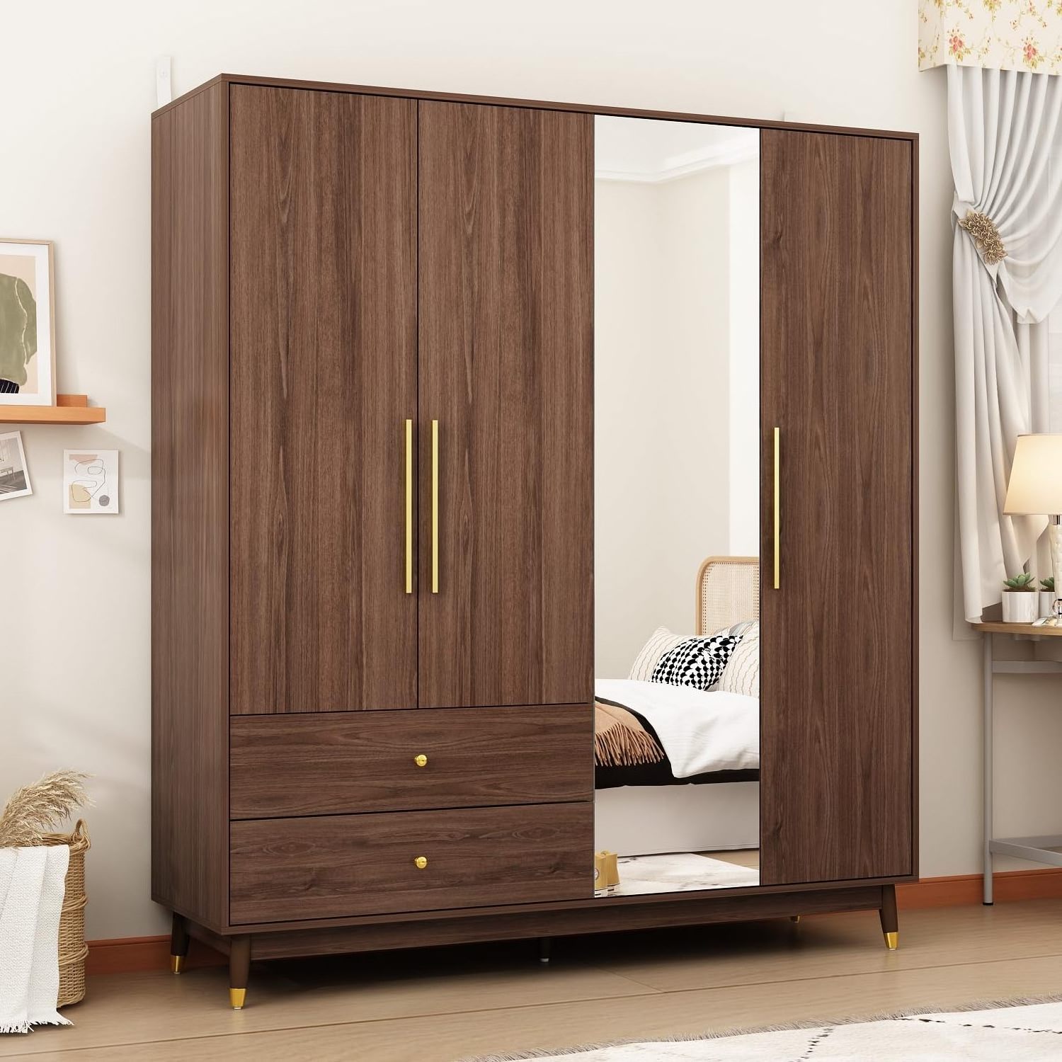 unique free design high gloss white wooden modular decorative wardrobe cabinet closet with multi drawer living room furniture