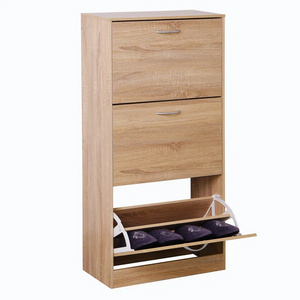 New design entrance shoe cabinet wooden expandable shoe cabinet with 3 flip drawers shoe cabinet wood for living room