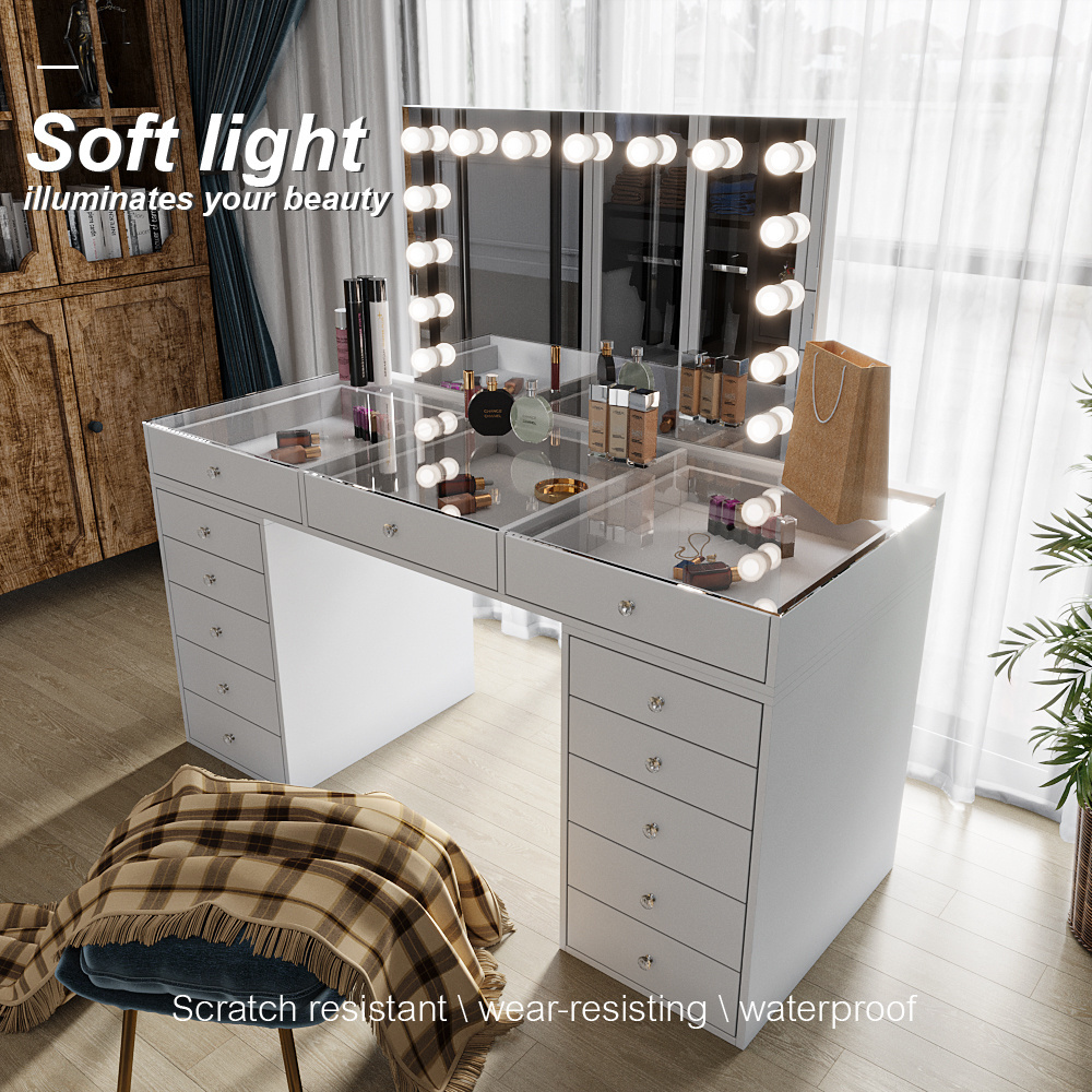 white color dressing table makeup mirror vanity makeup vanities make up table with led mirror bedroom furniture