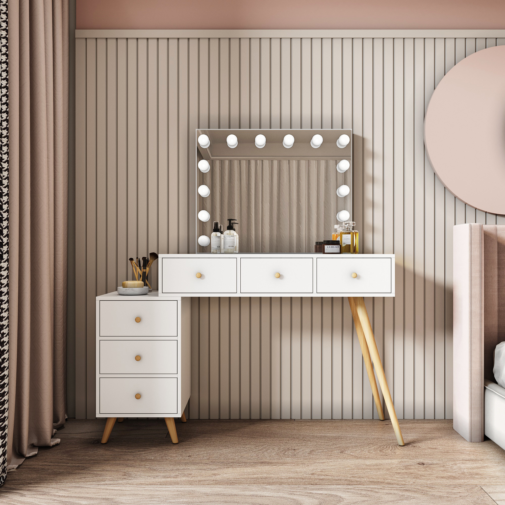 white color dressing table makeup mirror vanity makeup vanities make up table with led mirror bedroom furniture