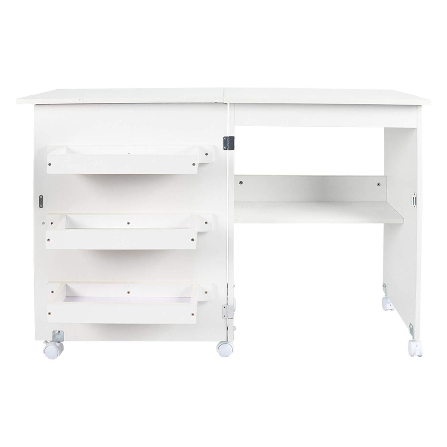 Folding Sewing Table with Storage Foldable Multifunctional Wood Sewing Cabinet Sewing Craft Table