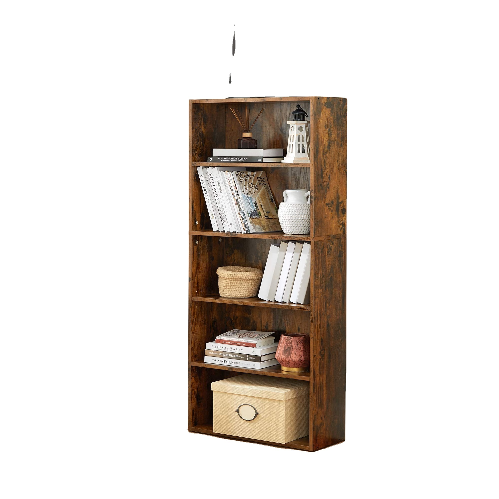 modern design high wooden corner bookcase stand floor 4 book shelves for office library study room