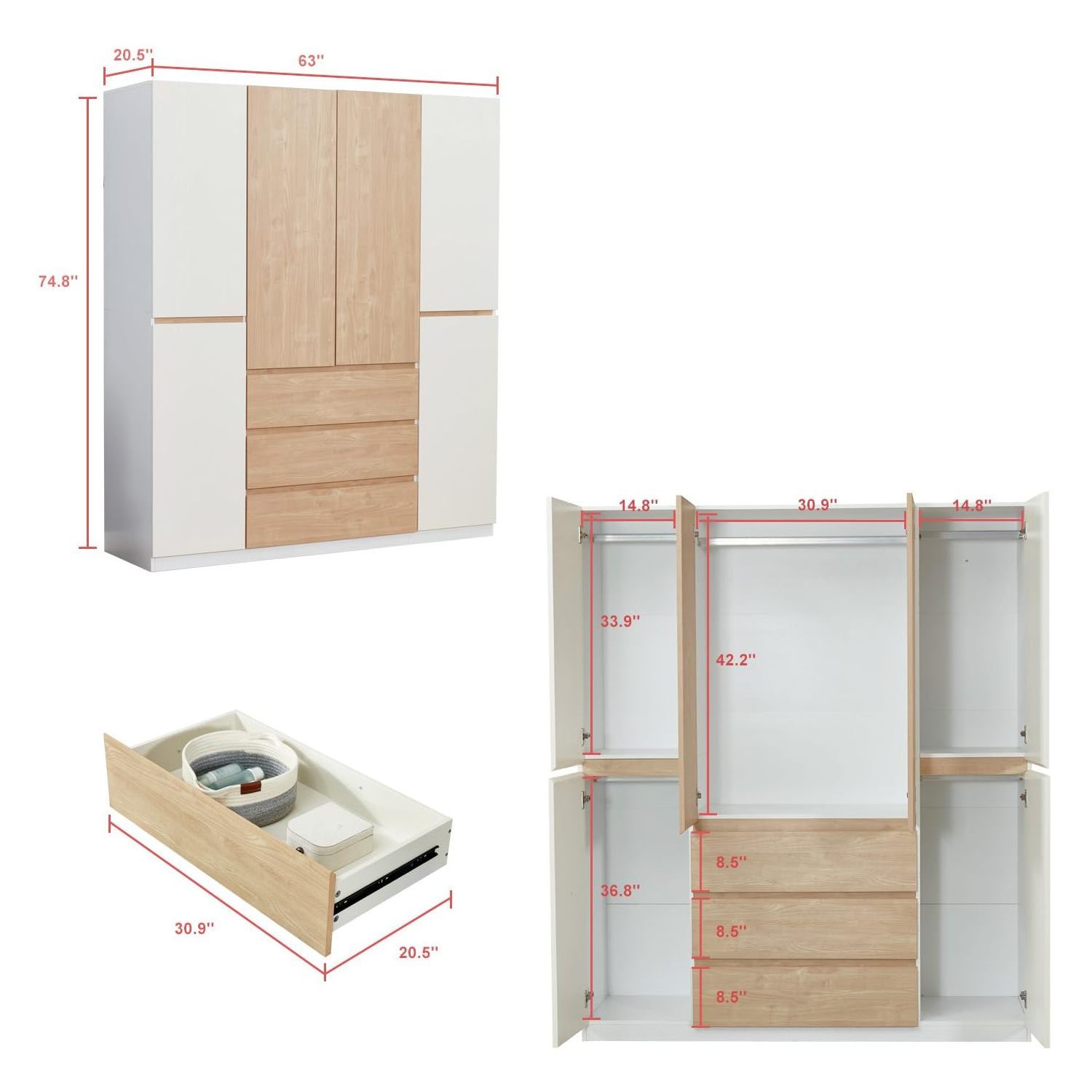 wooden large wardrobe closet systems with drawers armoire dresser closet organizing systems