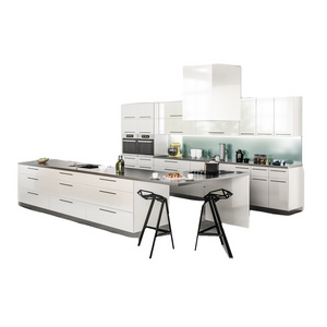 Modern white high gloss kitchen cabinet with island design  new