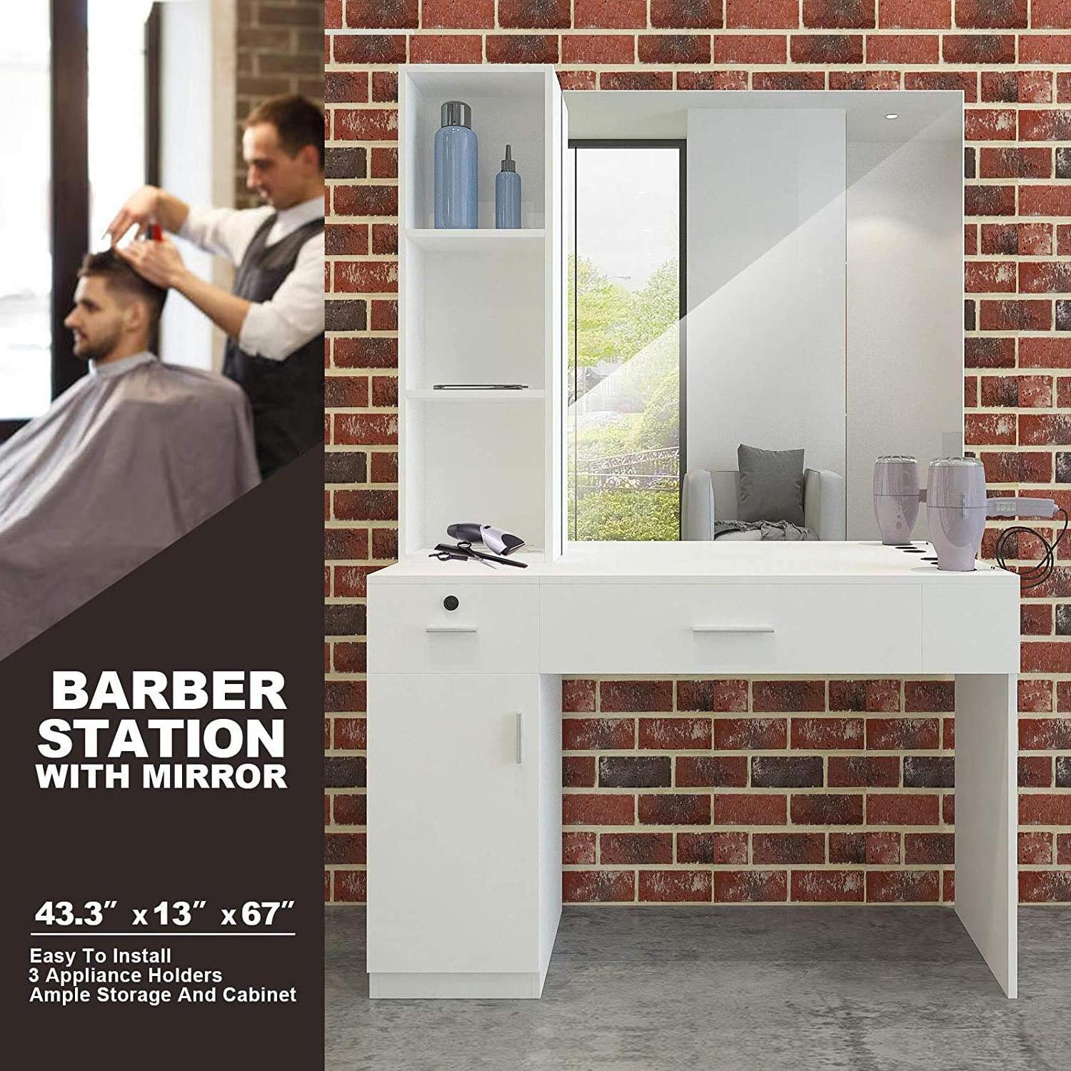 salon furniture barber unit station hair salon station with mirror modern wood salon furniture set