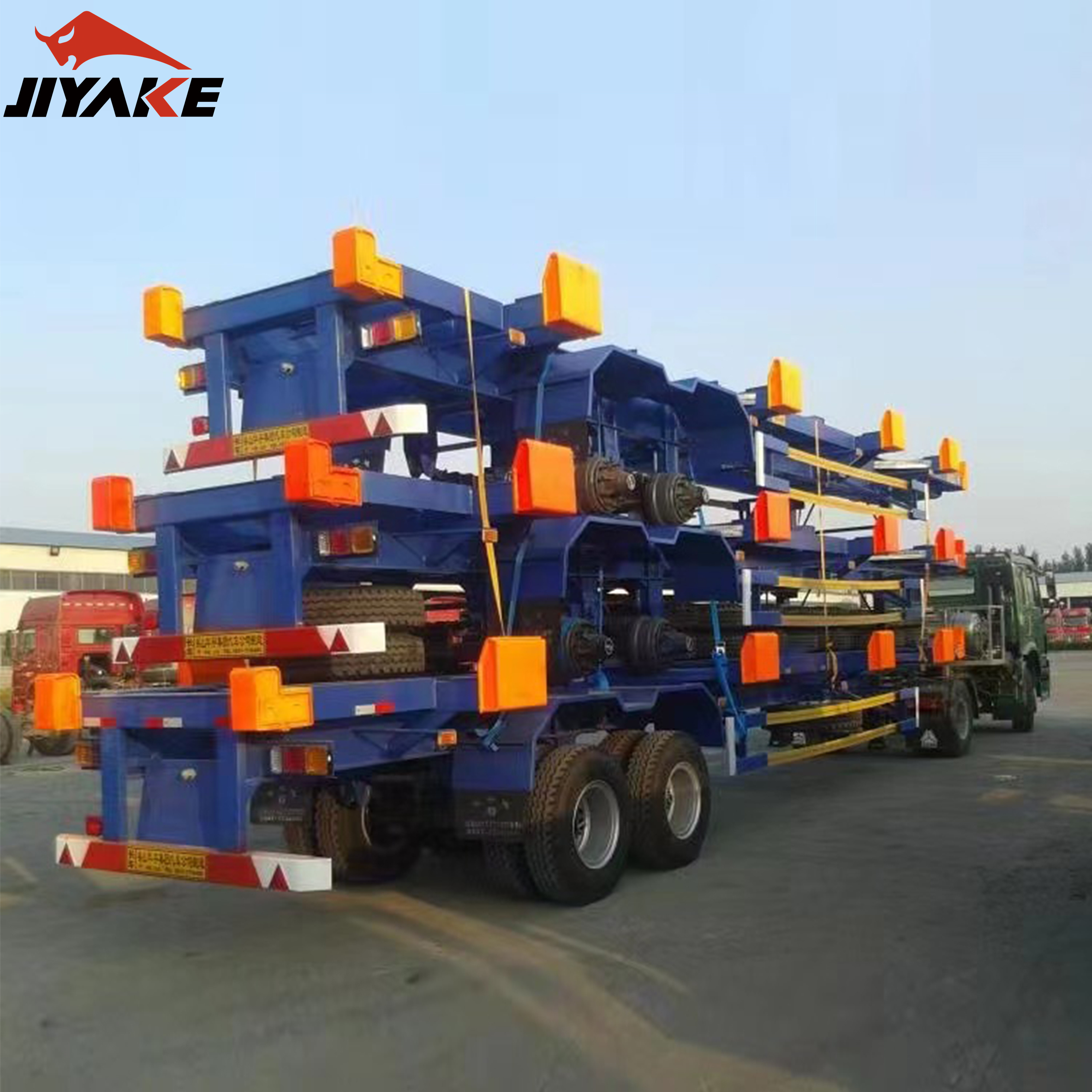 3 Axle 40 ft 40 ton skeleton semi trailer shipping container trailer transport chassis truck with 12 pieces twist lock