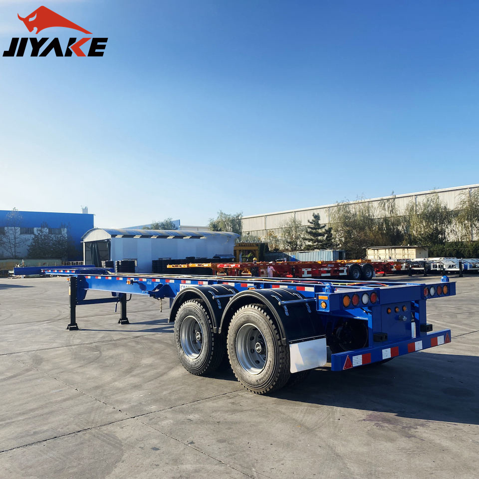 3 Axle 40 ft 40 ton skeleton semi trailer shipping container trailer transport chassis truck with 12 pieces twist lock