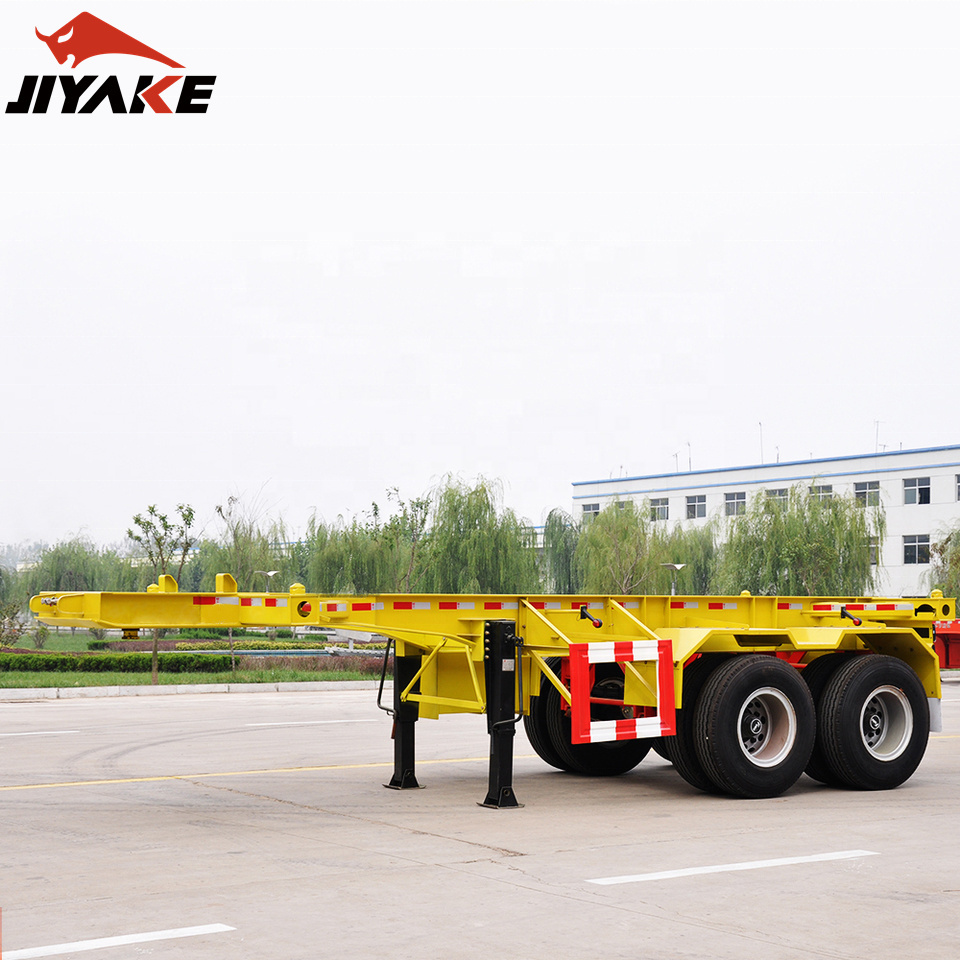 3 Axle 40 ft 40 ton skeleton semi trailer shipping container trailer transport chassis truck with 12 pieces twist lock