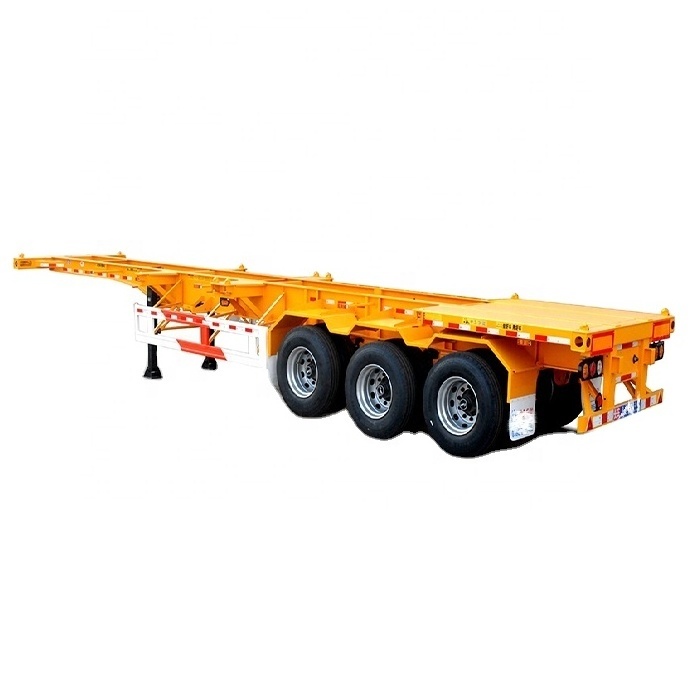 Flat Bed Trailers Semi Trailer Flatbed Container Transport Semi Truck Trailer 3 Axles 20ft 40ft 45ft Steel 2 / 3 / 4 30 Ton