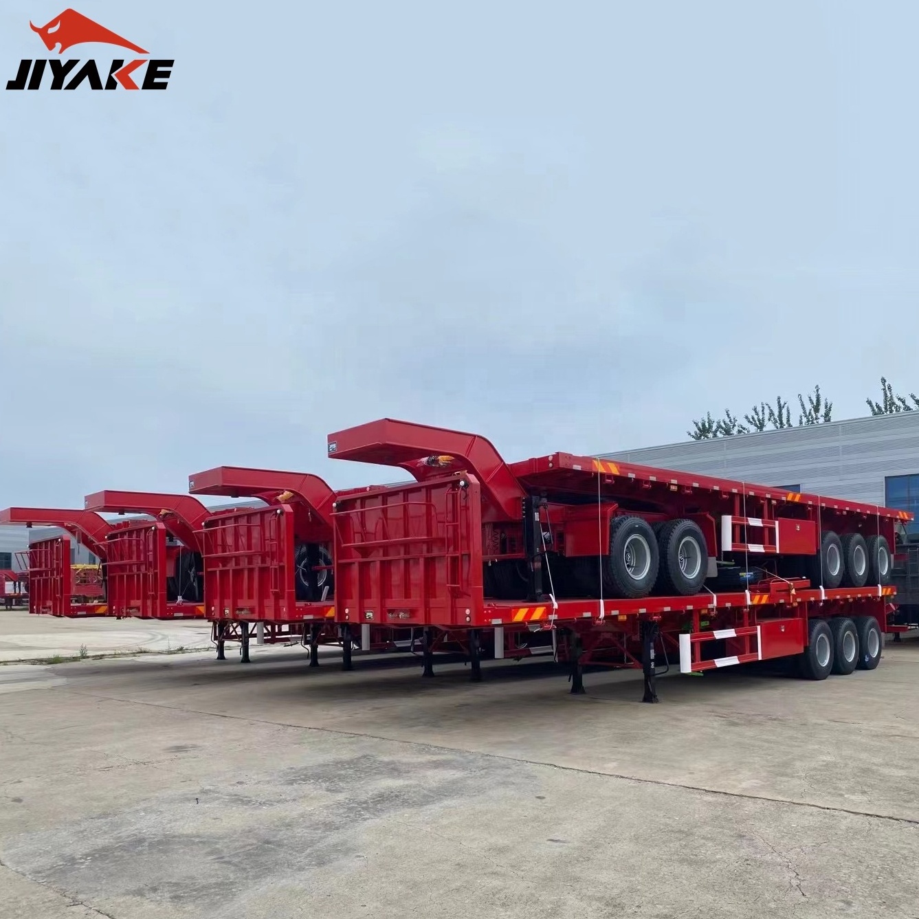 Flat Bed Trailers Semi Trailer Flatbed Container Transport Semi Truck Trailer 3 Axles 20ft 40ft 45ft Steel 2 / 3 / 4 30 Ton