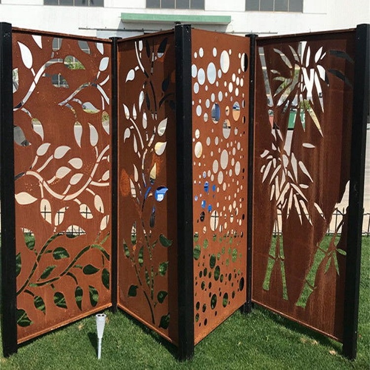 Outdoor Wall Panel Ornamental Privacy Fence Garden Fencing Panel Decorative Laser Cut Metal Screens