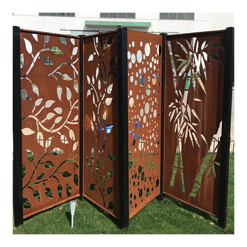 Decorative metal panel fencing metal folding screen metal privacy screen outdoor movable wall screens