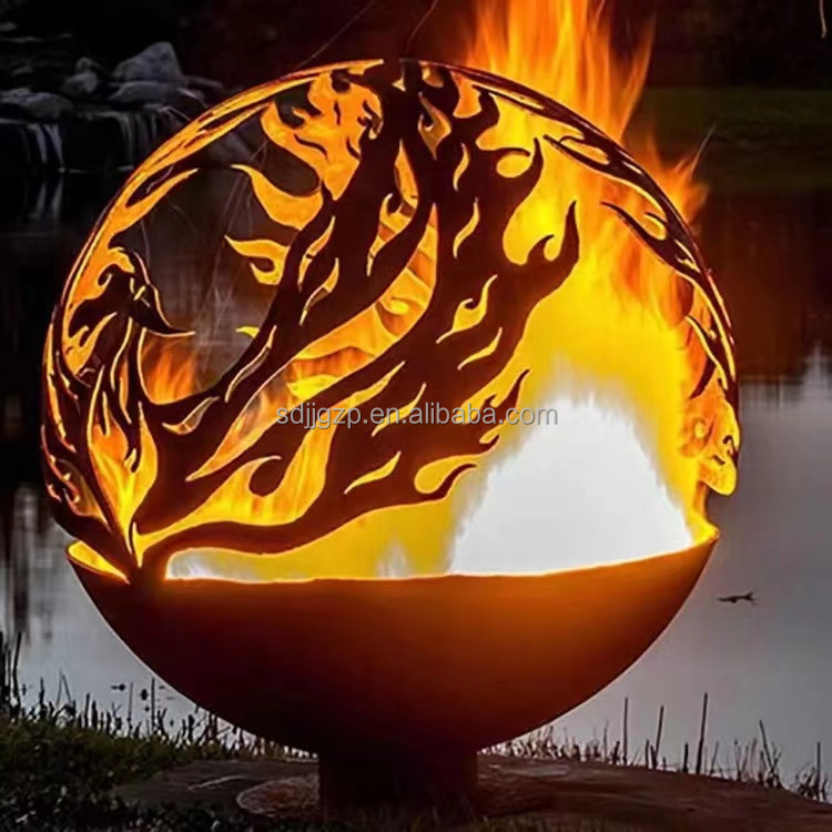 600MM outdoor bbq fire pit beer fire pit corten steel fireball fire pit for backyard RV trips entertaining