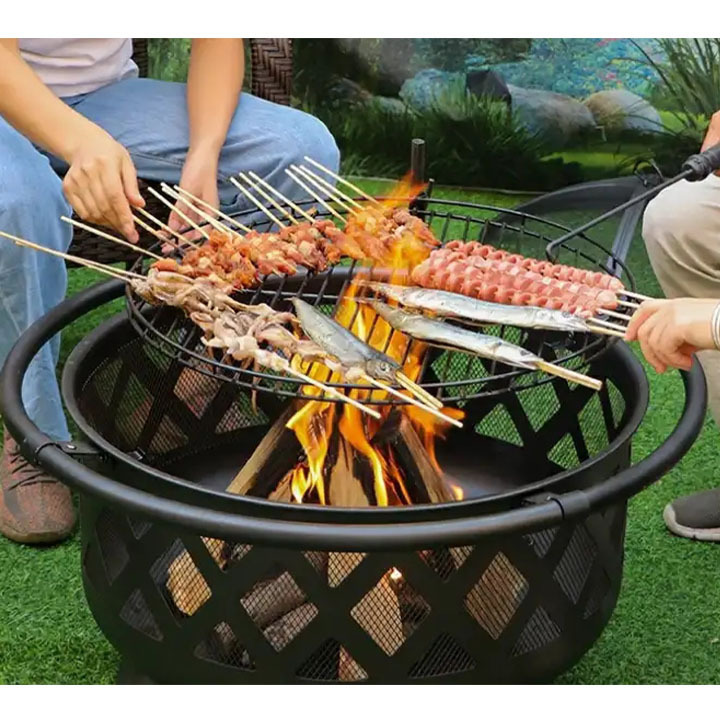 Custom outdoor barbecue fire pit corten steel fire pit and grill bbq grills for backyard RV trips