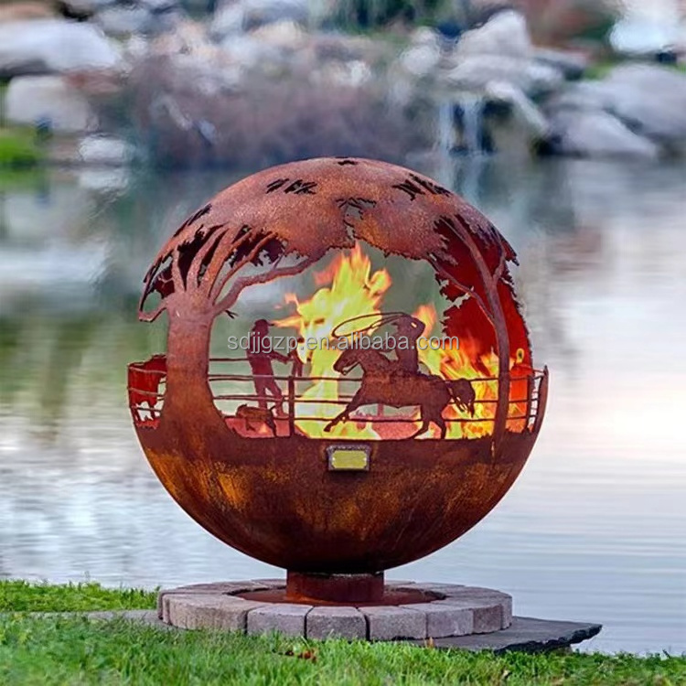 600MM outdoor bbq fire pit beer fire pit corten steel fireball fire pit for backyard RV trips entertaining