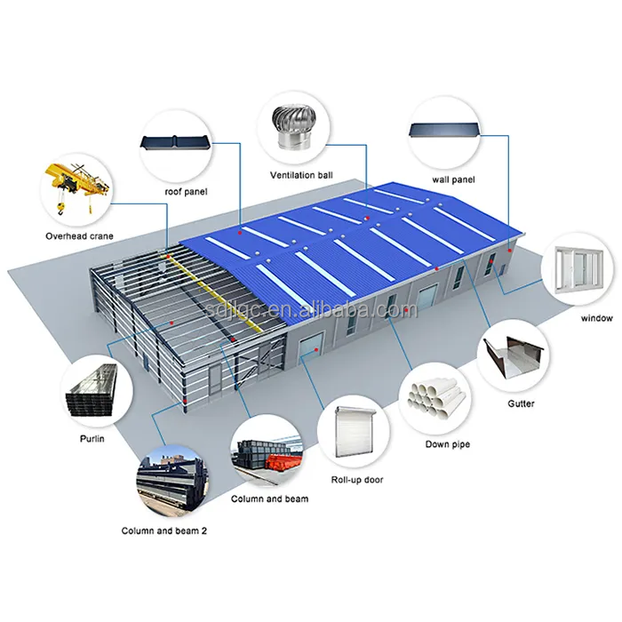 Customized Prefabricated  Steel beams columns and trusses  large-span spatial structures light steel structures