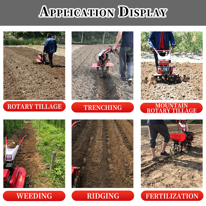 Diesel multifunctional field cultivator cultivating tractor combiner Power Tiller Two Wheel Mini Walking Hand Tractor For Sale