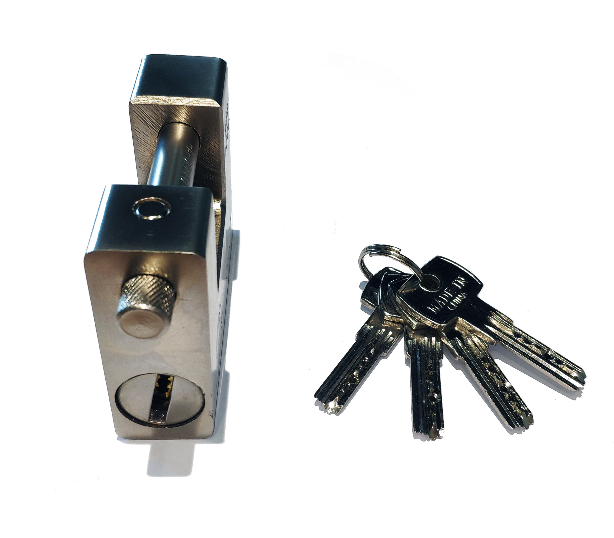 Guard Against Theft Steel Rectangular Padlock with Brass Cylinder Chrome Vanadium Surface