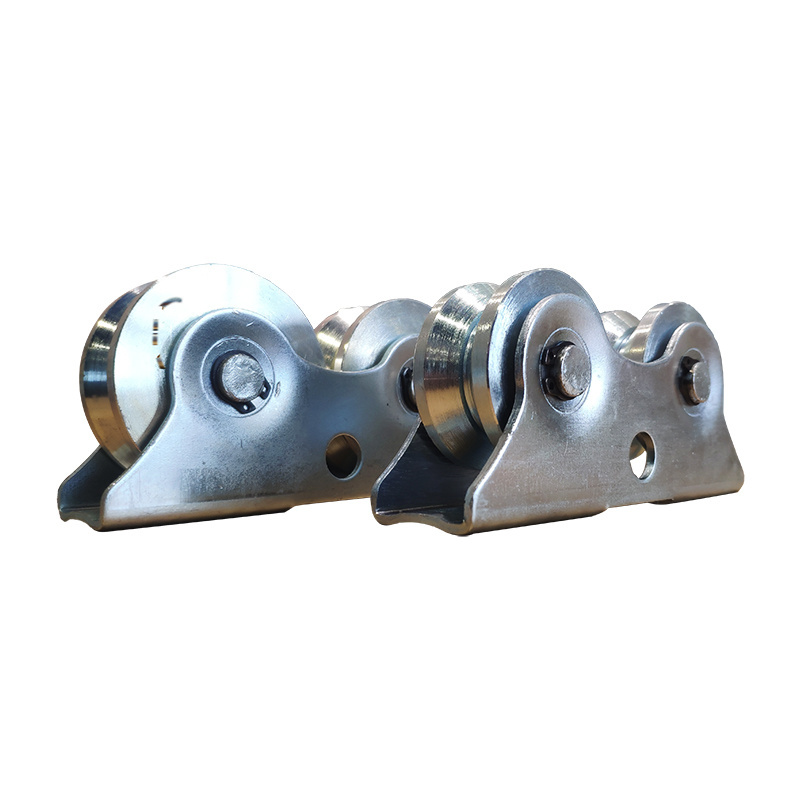 45# Carbon Steel White Galvanized Gate Roller Pulley Slider Wheel with Two Wheels