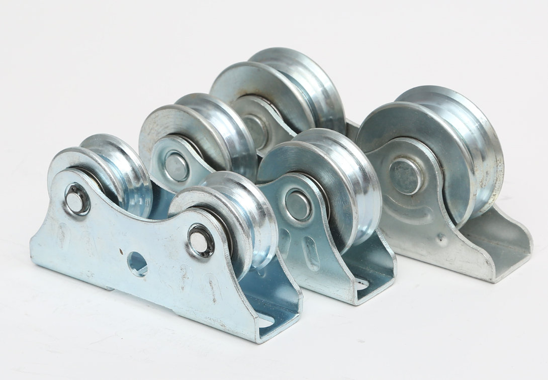 single and double bearing yellow and silver zinc Y V U H groove sliding gate wheel with double plate