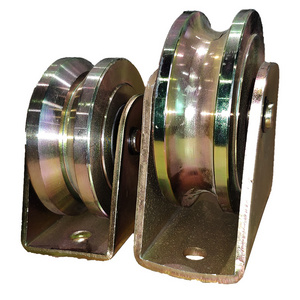 single and double bearing yellow and silver zinc Y V U H groove sliding gate wheel with double plate